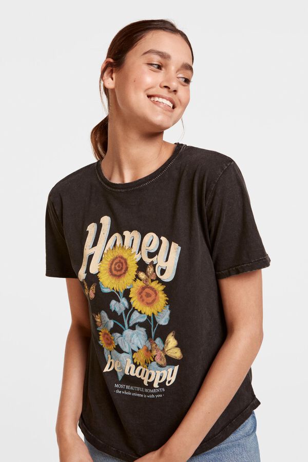 Springfield Camiseta "Honey be happy" negro