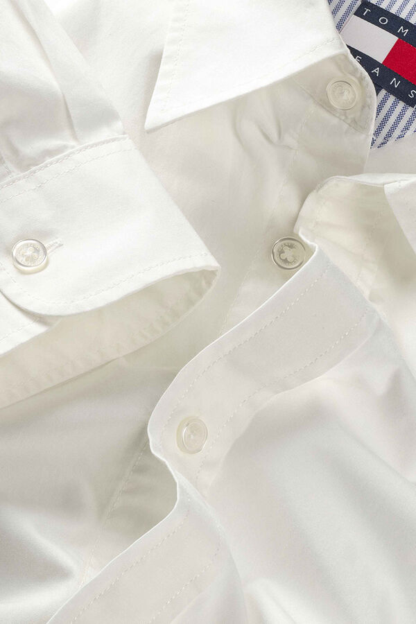 Tommy Jeans Camisa regular de popel&iacute;n marfil