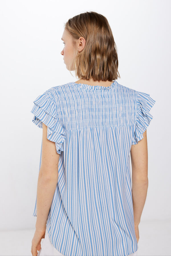 Springfield Blusa Bambula Nido de Abeja azul