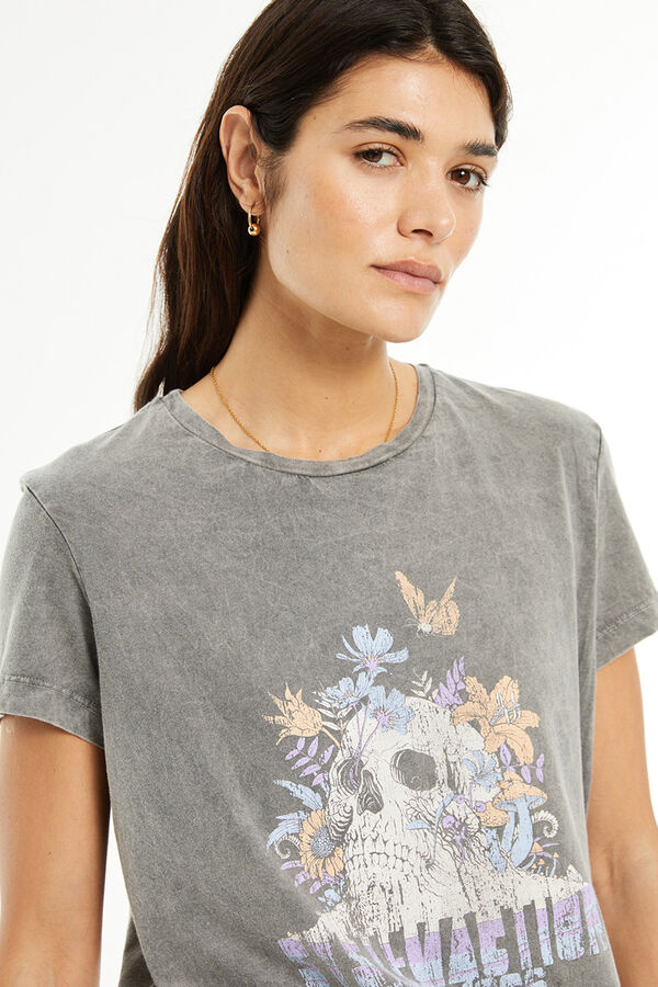System Action Camiseta posicional calavera gris