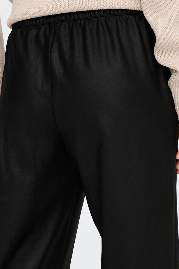 Only Pantalón de polipiel cintura elástica negro