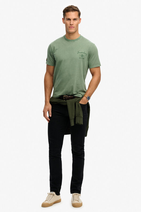 Superdry T-shirt de manga curta com estampado japon&ecirc;s nas costas verde