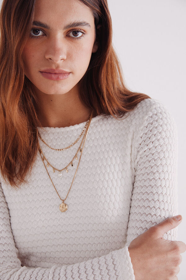 Springfield Vestido midi estructura beige