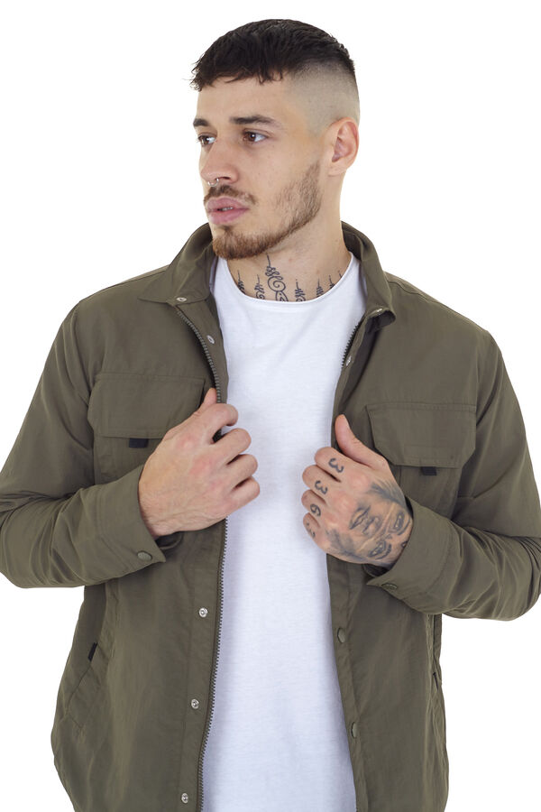 Brave Soul Sobrecamisa com fecho-&eacute;clair Caqui escuro
