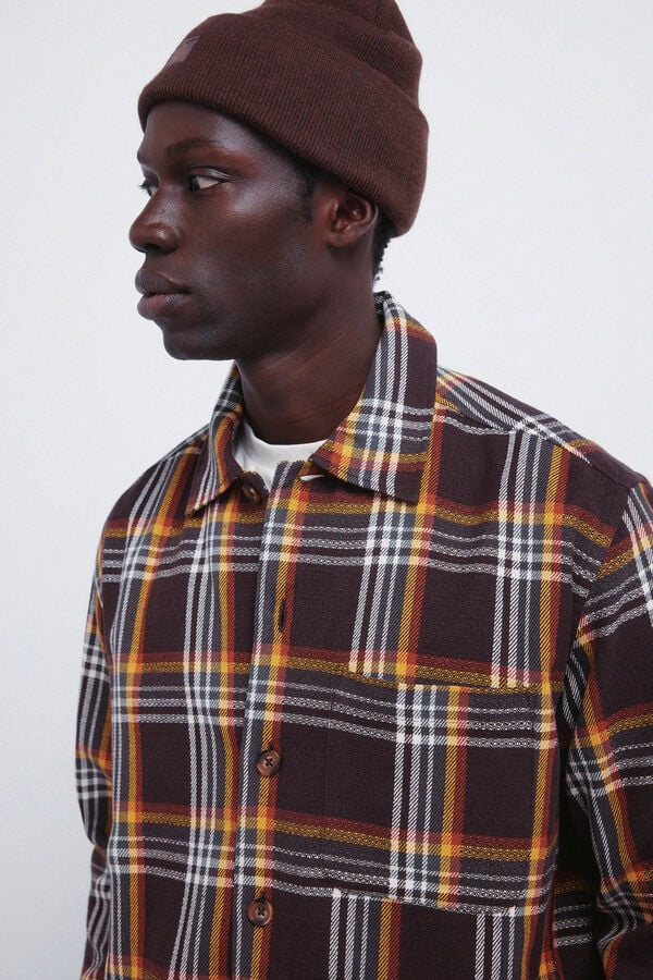 Springfield Sobrecamisa cuadros overshirt tostado