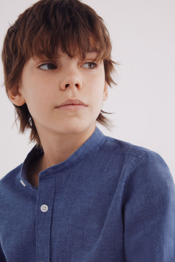 Springfield Kids Camisa linho menino azul