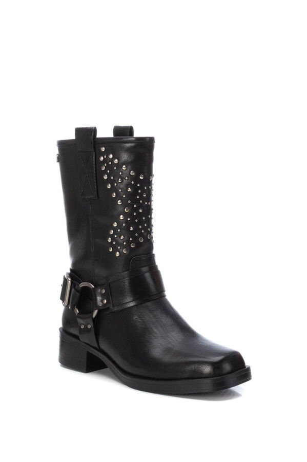 XTI Bota biker com fivela e tachas, forma quadrada preto