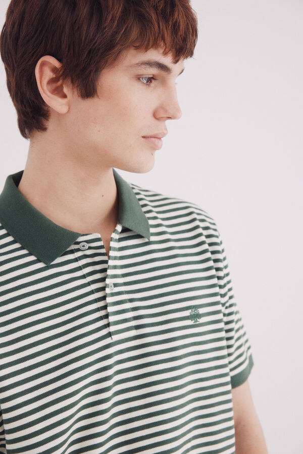 Springfield Polo piqué básico rayas regular fit verde