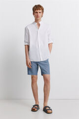 Springfield Bermuda em linho comfort slim fit azul