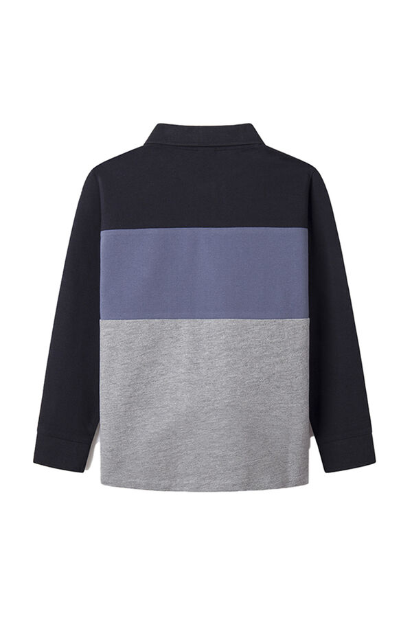 Springfield Polo color block manga larga niño navy