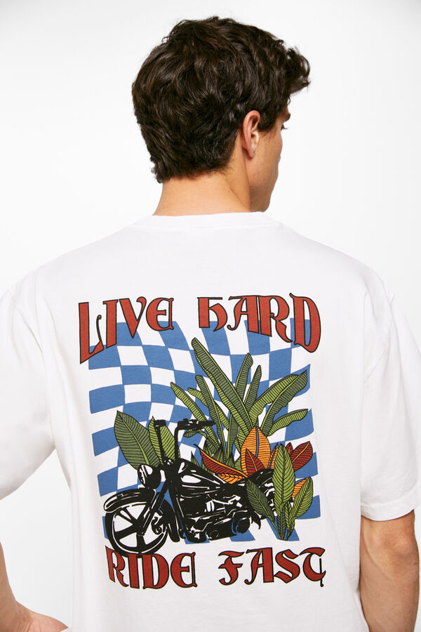 Springfield Camiseta moto tropical marfil