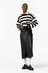 Tiffosi Falda Midi Efecto Piel con Nudo negro