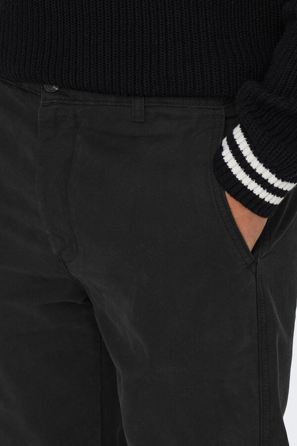 Only & Sons Calças de ajuste cônico masculino preto