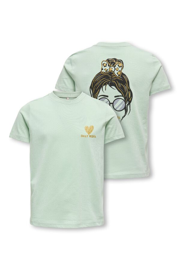 Only Girls T-shirt de manga curta com estampado frontal verde