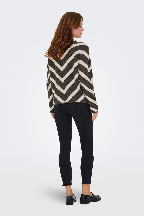 Only Jersey con estampado geom&eacute;trico marr&oacute;n