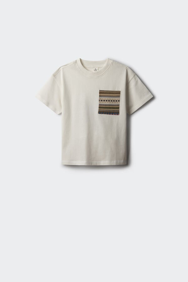 Springfield Kids Camiseta bolsillo contraste ni&ntilde;o marfil