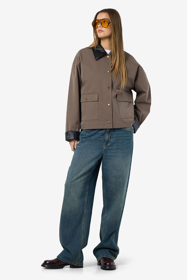 Noisy May Jaqueta com contraste leve cinzento