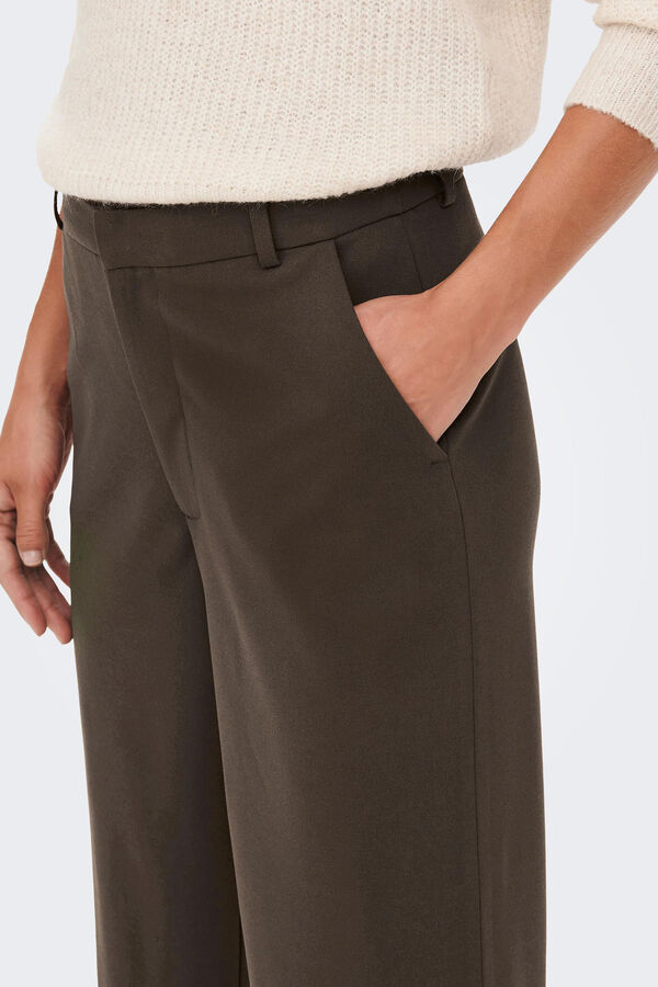 JDY Cal&ccedil;a corte reto de cintura m&eacute;dia cru