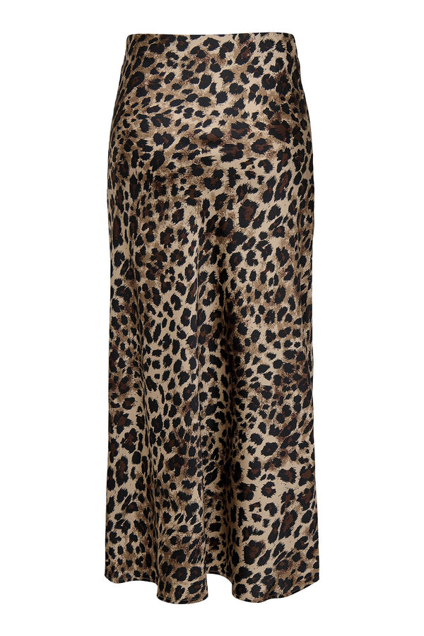 Only Falda larga satinada marr&oacute;n