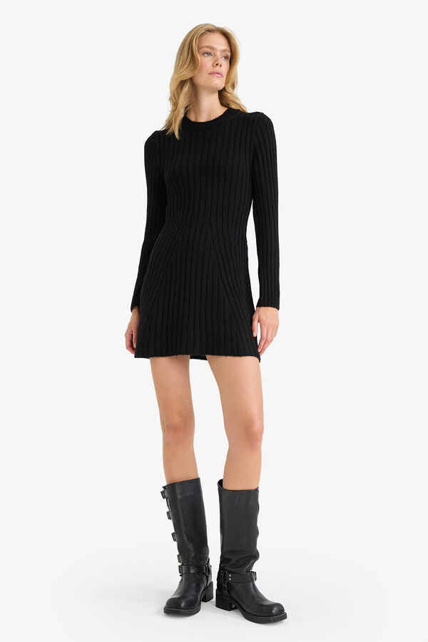 DeFacto Vestido mini manga larga negro