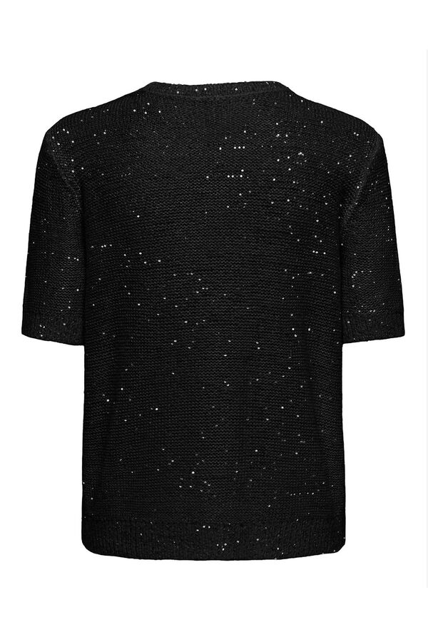 Only Top de punto con lentejuelas negro