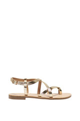 Only Sand&aacute;lias planas cruzadas estampado