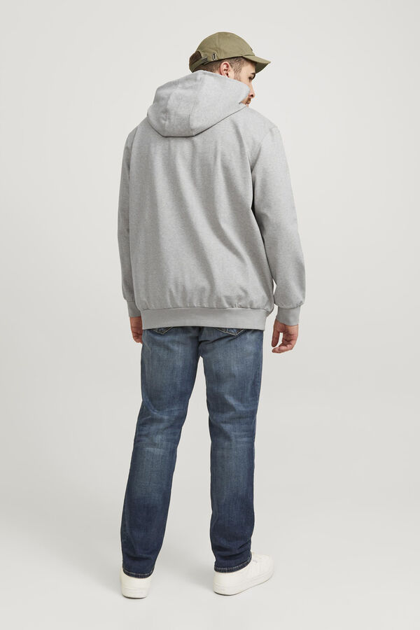 Jack & Jones PLUS Sweatshirt leve com fecho-&eacute;clair e capuz PLUS cinzento