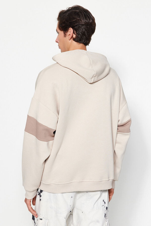 Trendyol Sweatshirt oversize com capuz bege