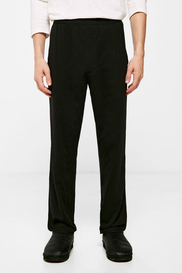 Springfield Pantalón pijama largo punto algodón strectch negro
