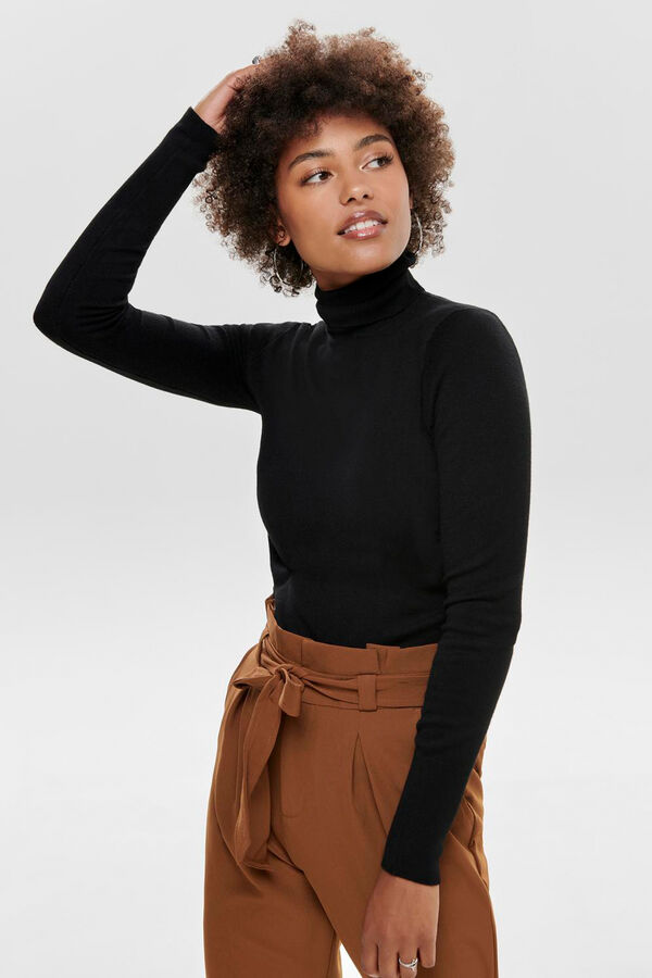 Only Jersey de cuello vuelto negro