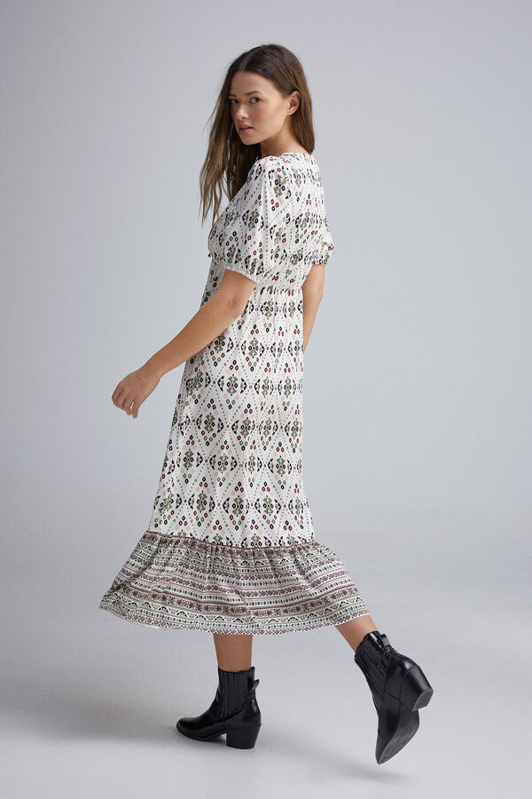 Springfield Vestido midi escote lazos marr&oacute;n
