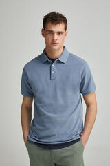 Springfield Polo piqué contrastante com carcela slim fit azul