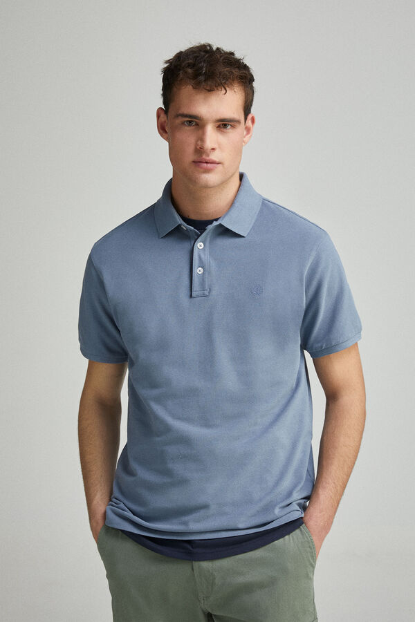 Springfield Polo piqué contrastante com carcela slim fit azul