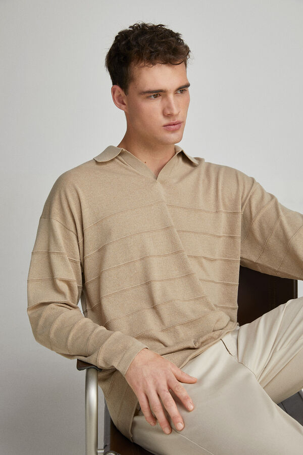 Springfield Suéter estruturado com gola resort bege