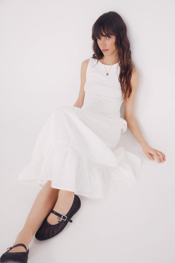 Springfield Falda larga blanca lace blanco