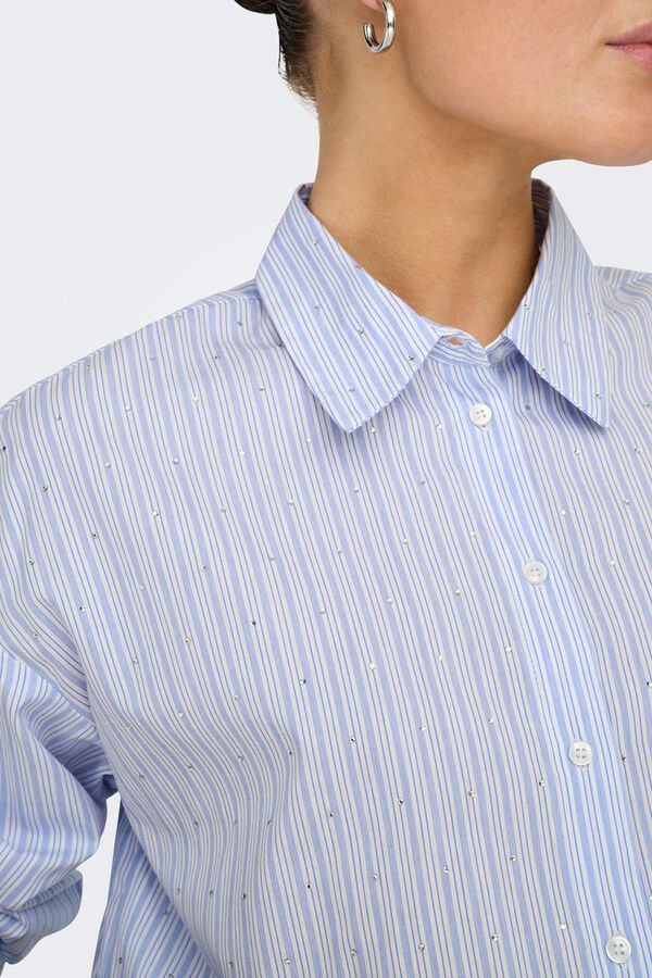 Only Camisa de rayas con strass blanco
