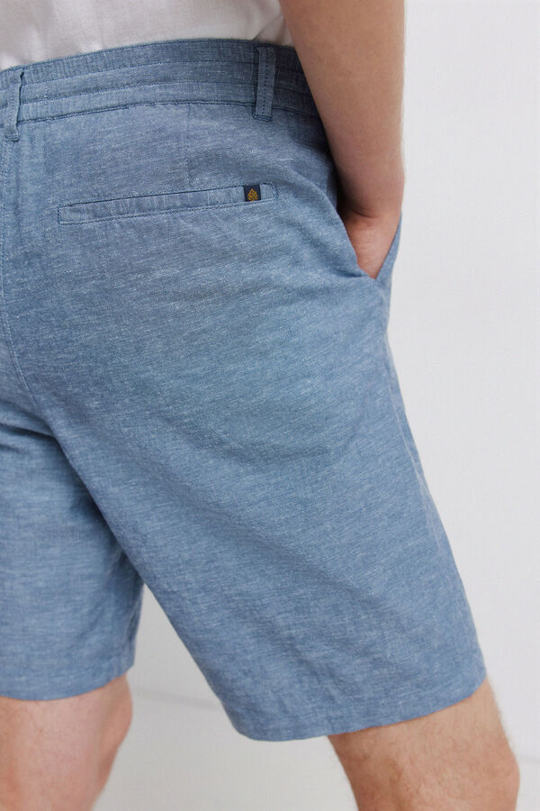 Springfield Bermuda em linho comfort slim fit azul