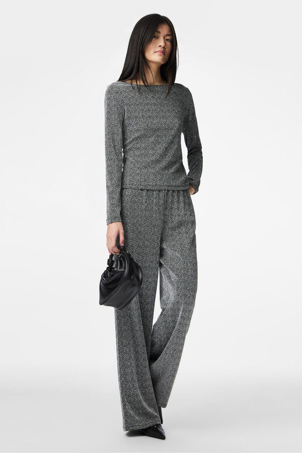 Pieces Blusa de lurex de manga comprida cinzento