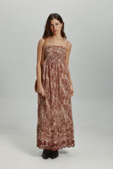 Only Vestido largo regular fit tostado