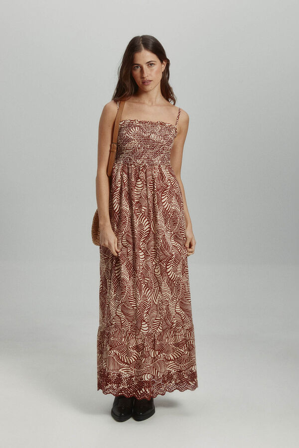 Only Vestido largo regular fit tostado