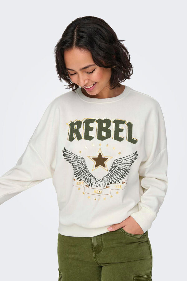 Only Sudadera con dibujo frontal blanco