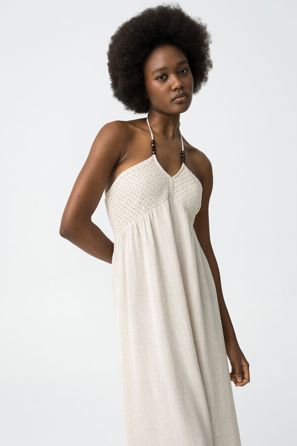 Tiffosi Vestido halter com linho cru