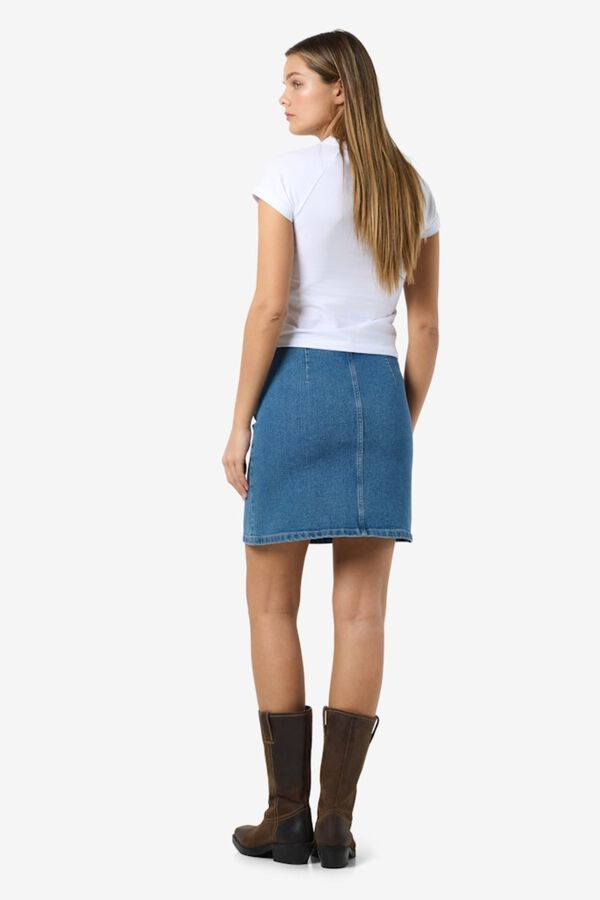 Noisy May Saia curta denim com abertura lateral azul