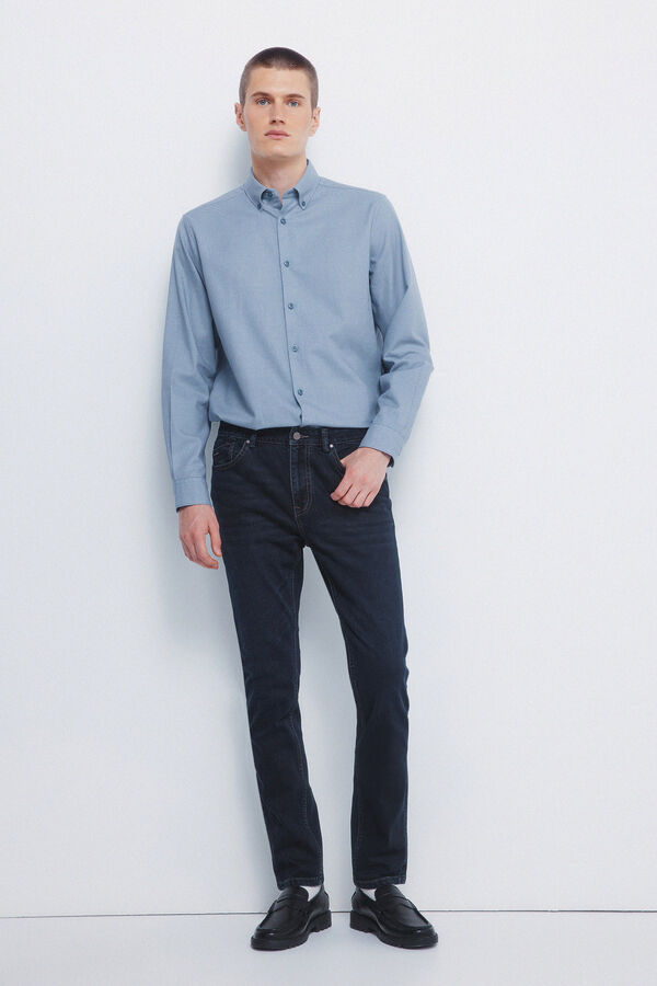 Springfield Camisa vestir estructura bicolor azul