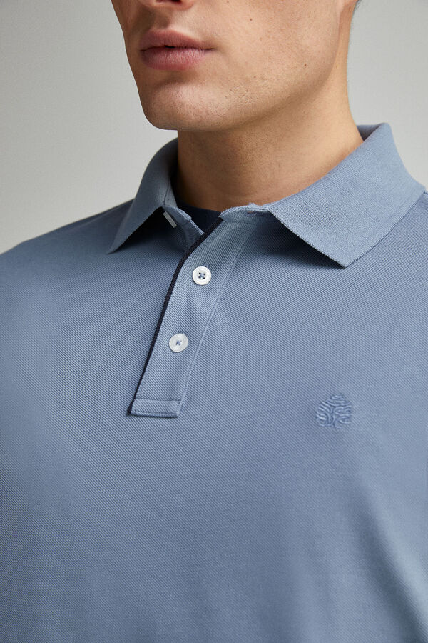 Springfield Polo piqué contrastante com carcela slim fit azul