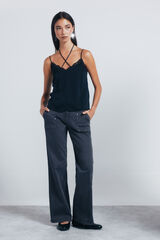 Springfield Cal&ccedil;a jeans culotte com tachas cinzento