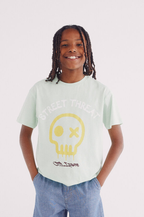 Springfield Kids Camiseta com caveira de menino verde