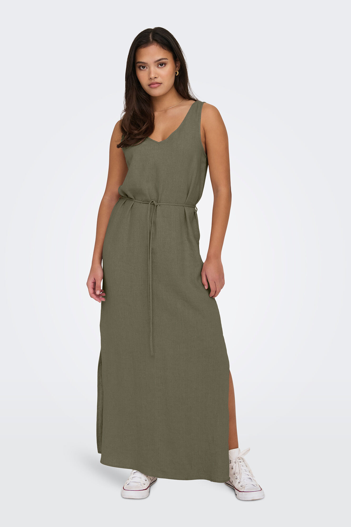 JDY Vestido comprido em linho