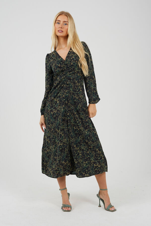 Brave Soul Vestido longo estampado verde
