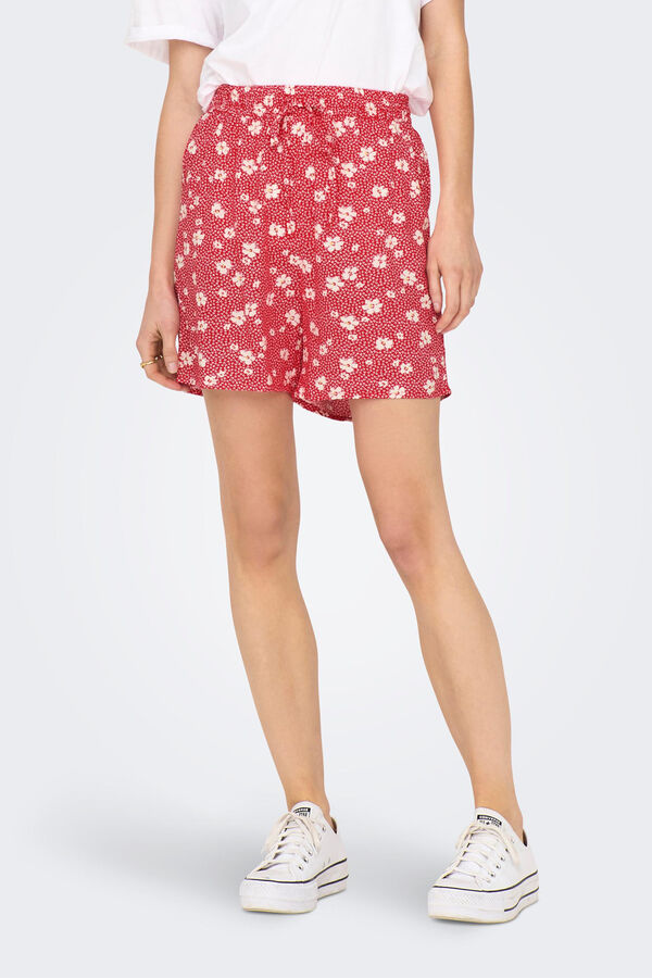 Only Pantal&oacute;n corto cintura el&aacute;stica rojo